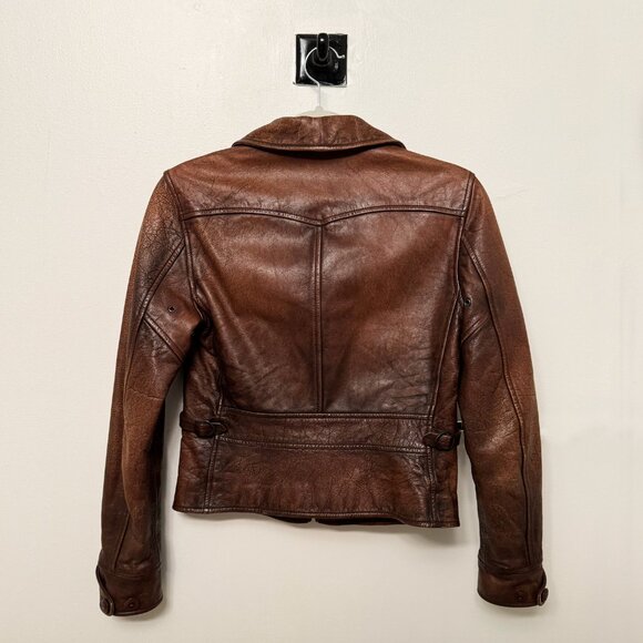 Polo Ralph Lauren brown cow leather jacket - Picture 2 of 8